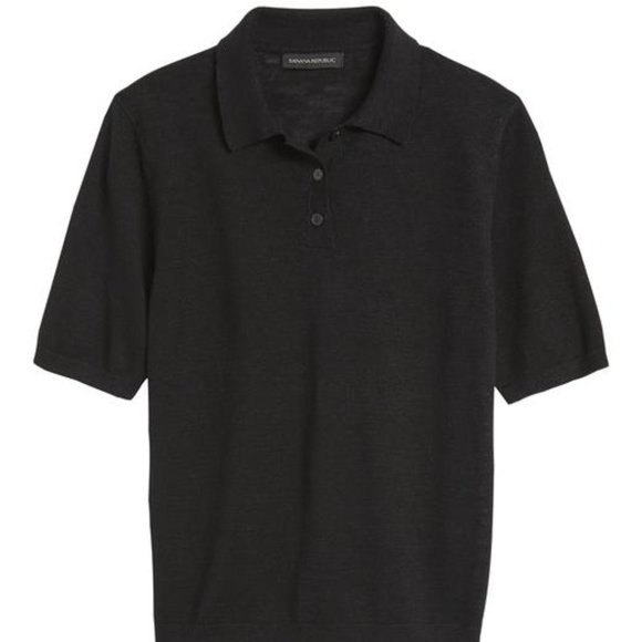 Black Banana Republic Linen-Blend Polo Top (Nwt)